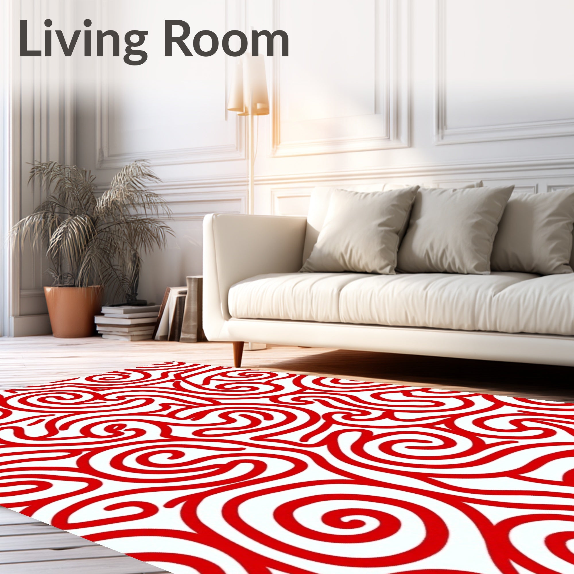 Crimson Curving Lines Rug