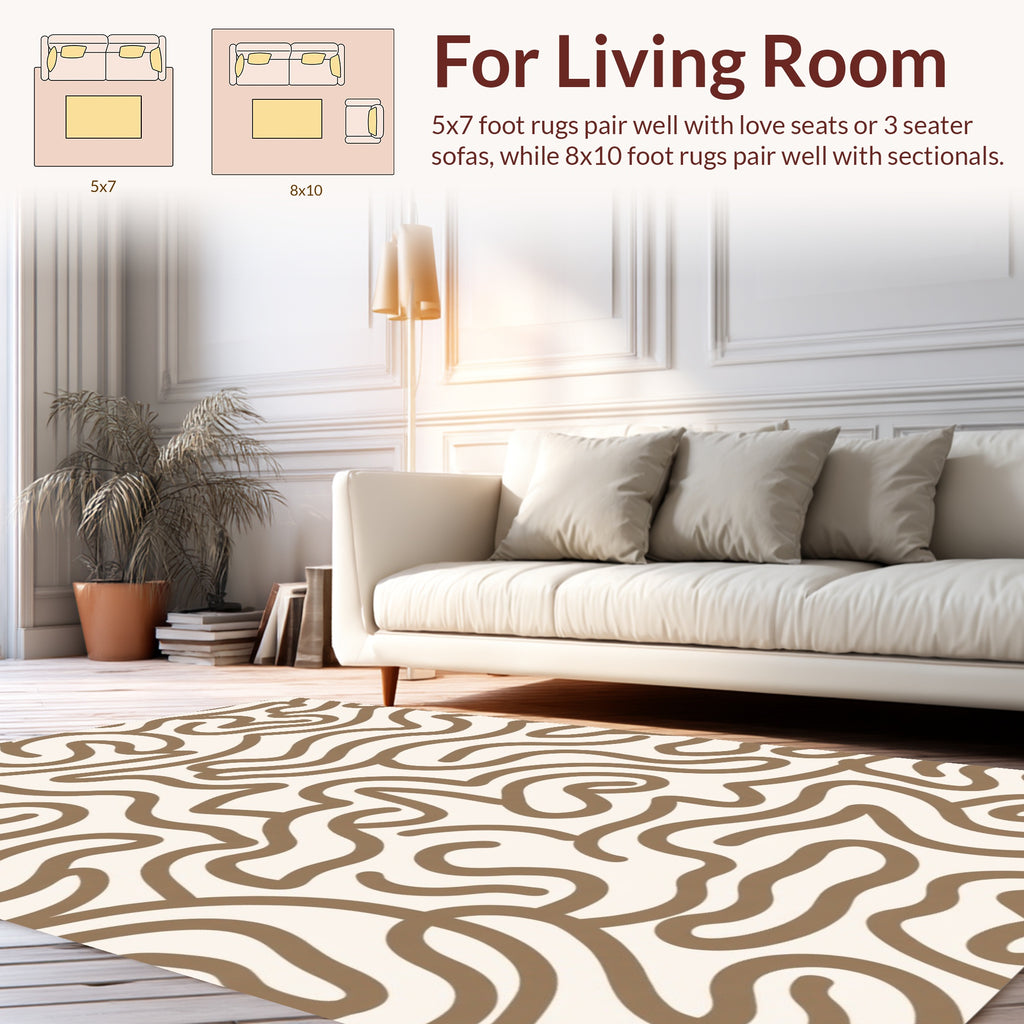 Abstract Wavy Line Art Pattern Rug