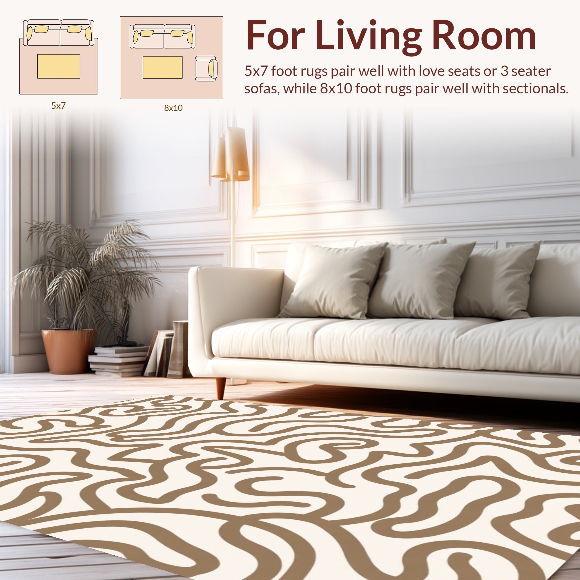 Abstract Wavy Line Art Pattern Rug