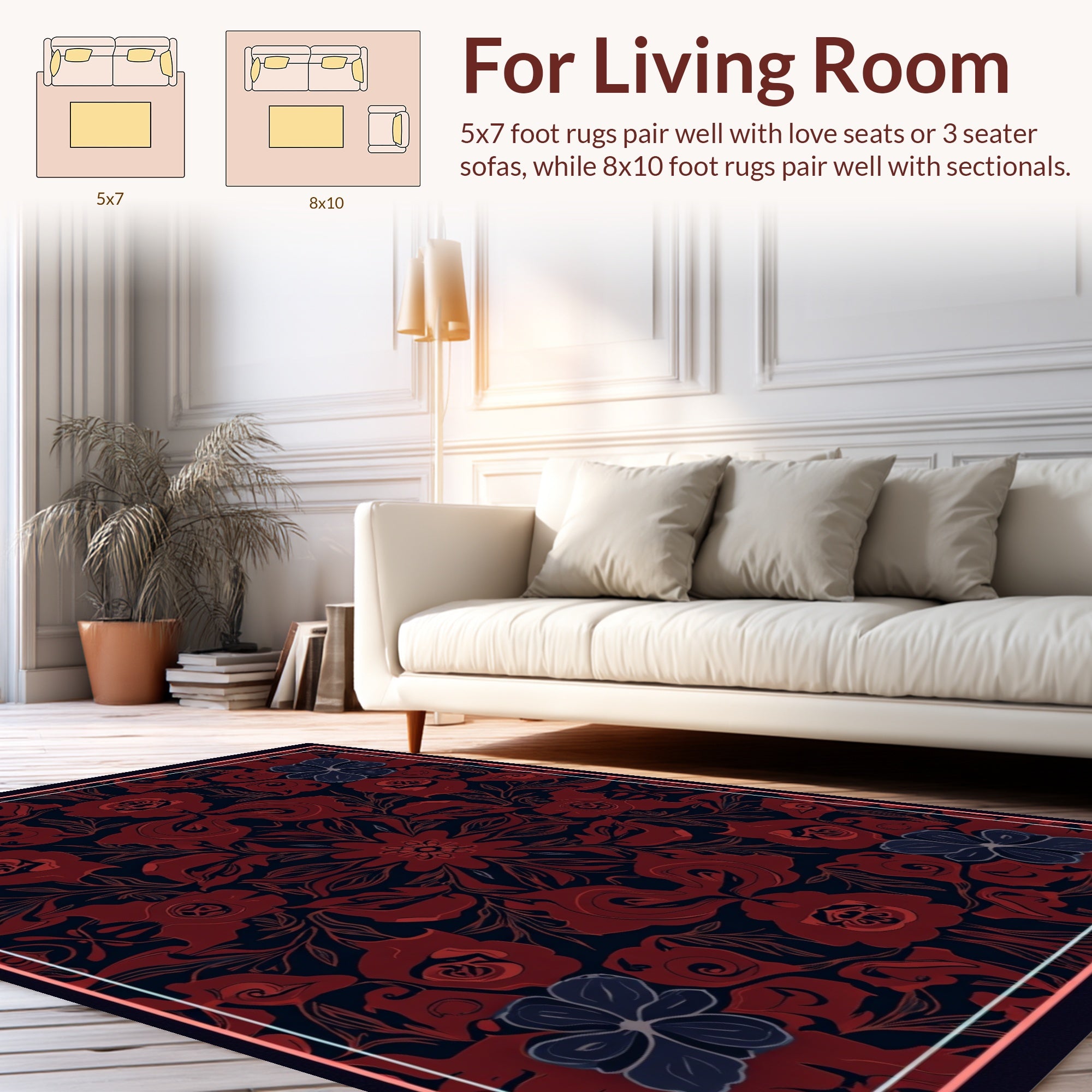 Dark Floral Medallion Design Rug