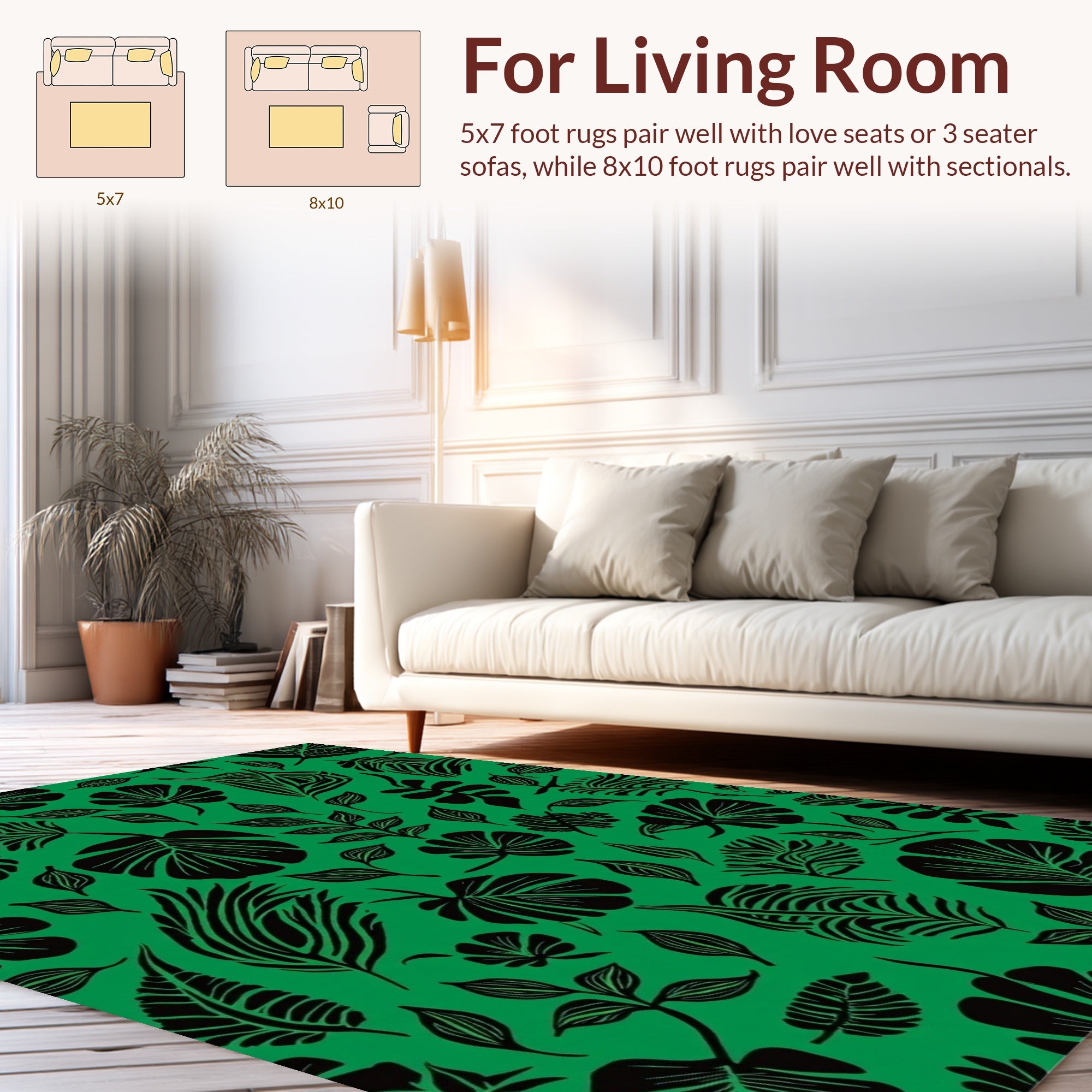 Bold Floral Leaf Print Rug