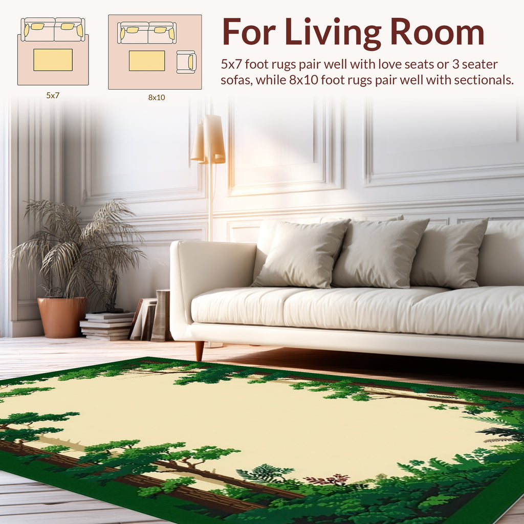 Forest Canopy Foliage Border Rug