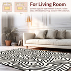 Abstract Black Swirl Pattern Rug