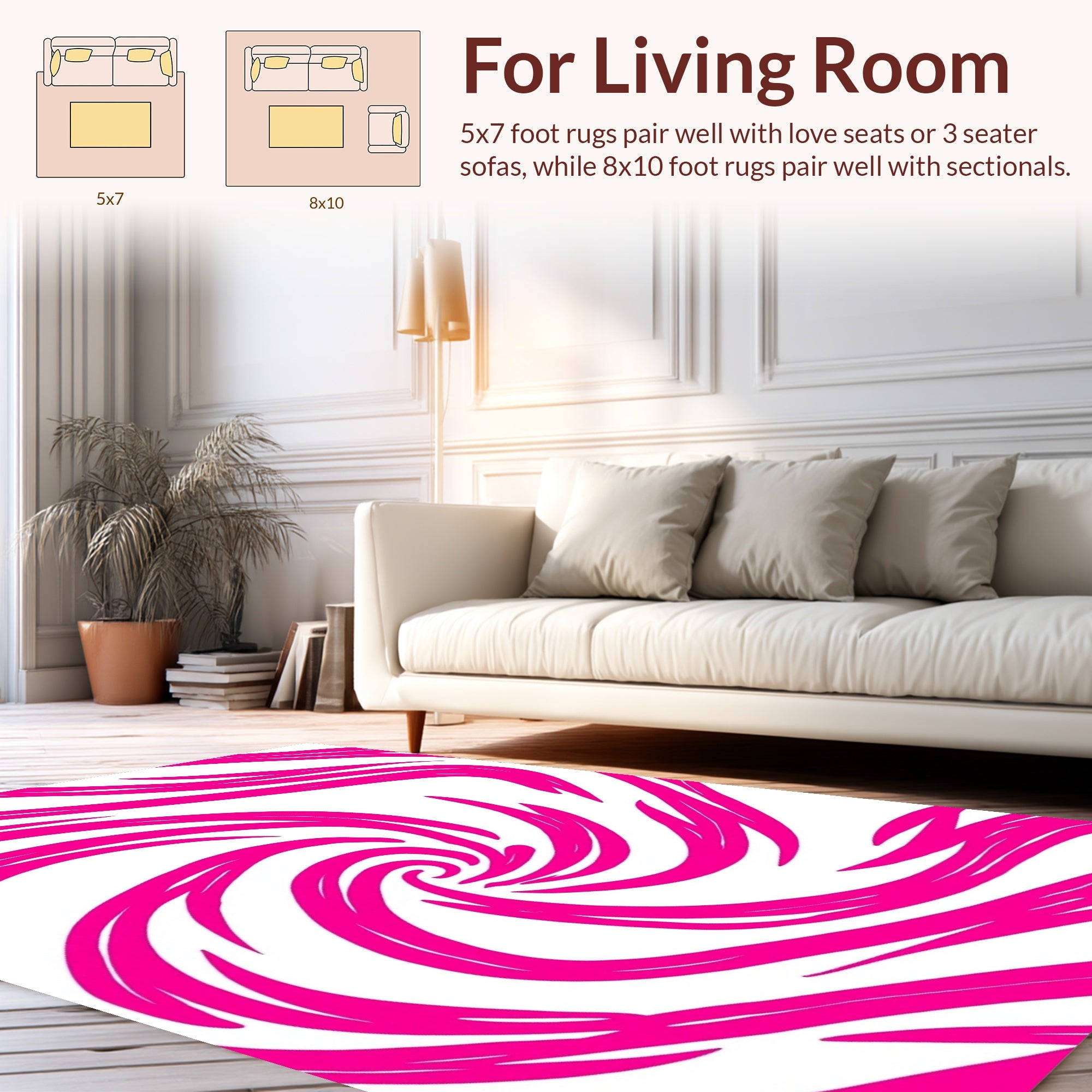 Pink Swirl Abstract Vibrant Pattern Rug