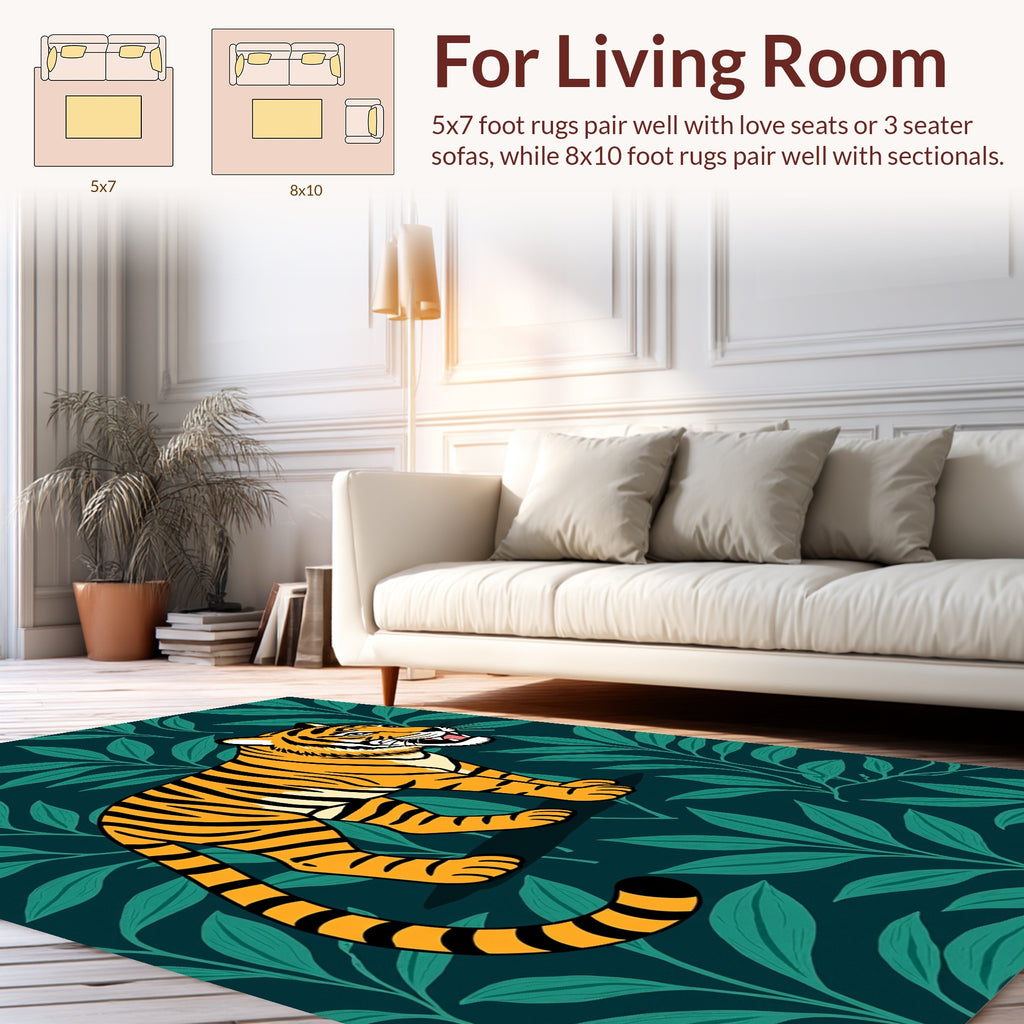 Emerald Jungle Tiger Pattern Rug