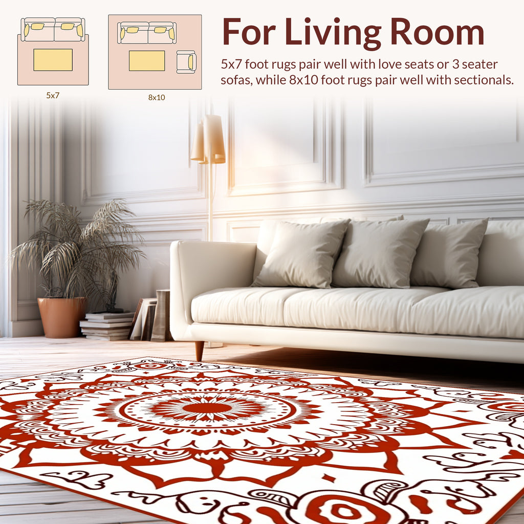 Intricate Mandala Blooming Floral Design Rug