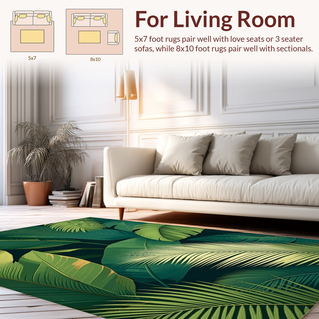 Lush Tropical Leaf Pattern Rug
