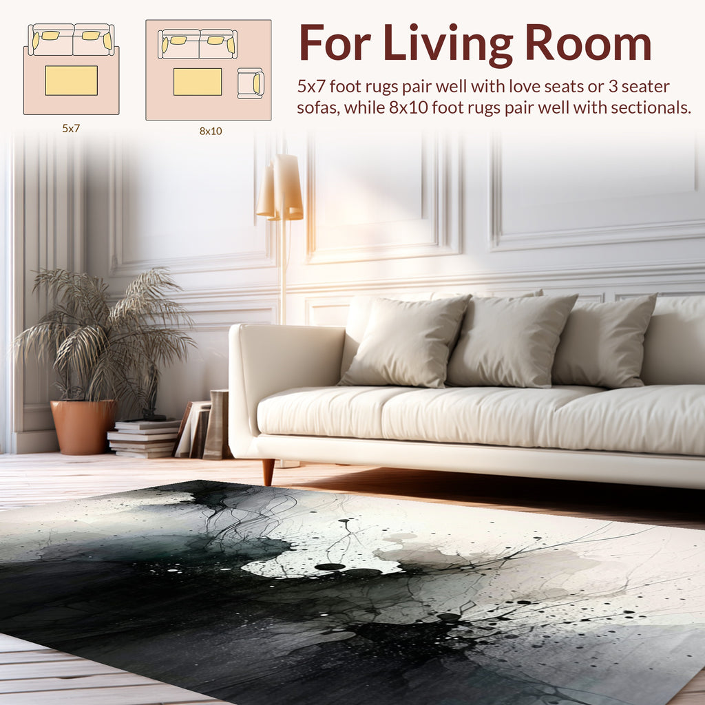 Abstract Ink Splatter Swirls Rug