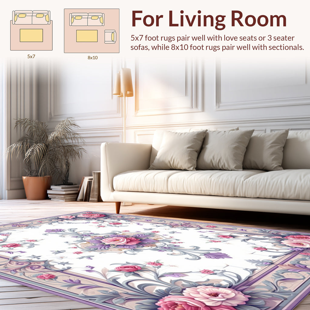Elegant Floral Scrollwork Pastel Rug