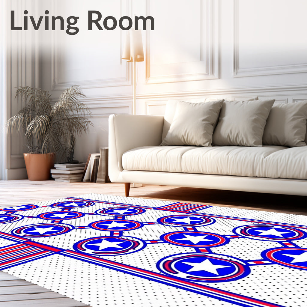 Red White Blue Star Chain Rug