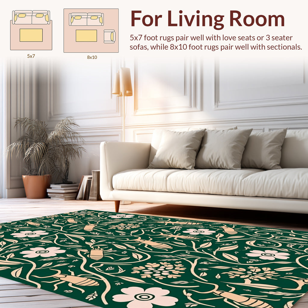 Nature Inspired Bug Flower Pattern Rug