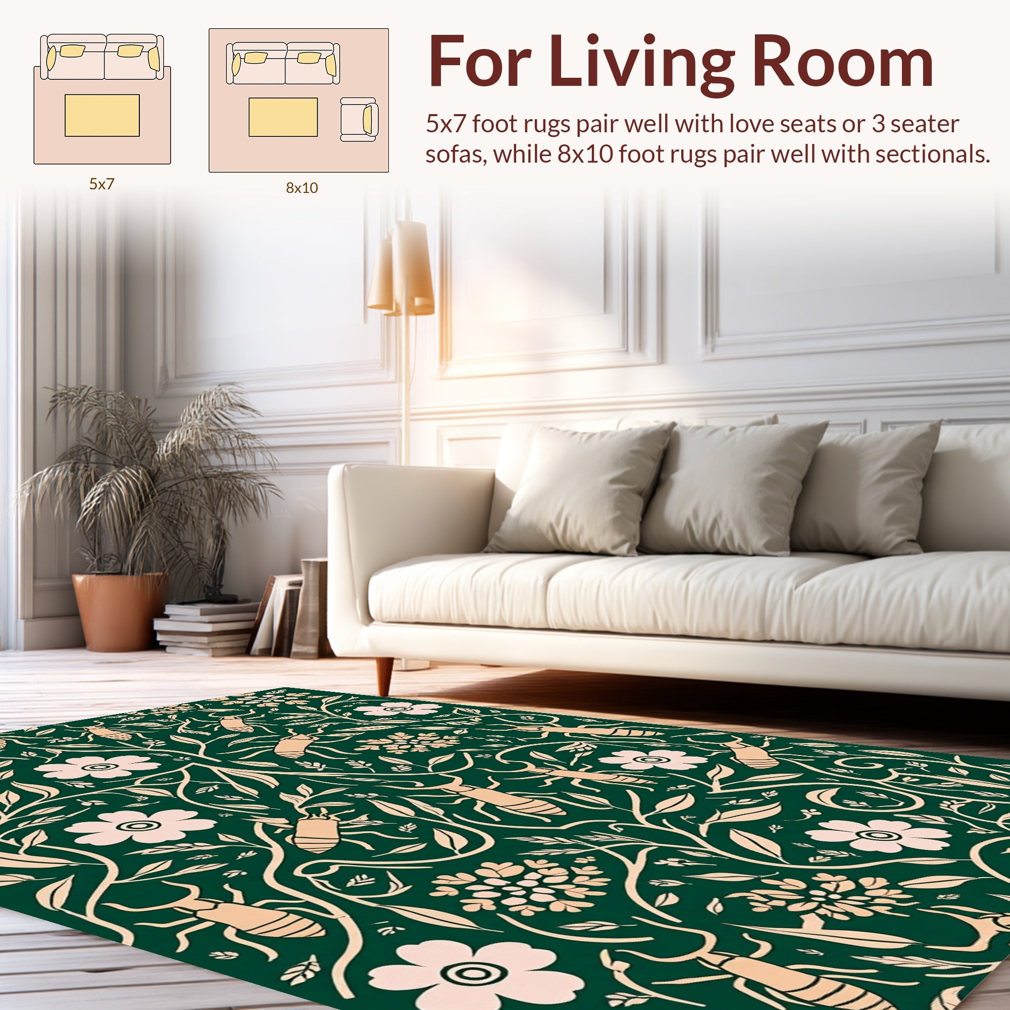 Nature Inspired Bug Flower Pattern Rug