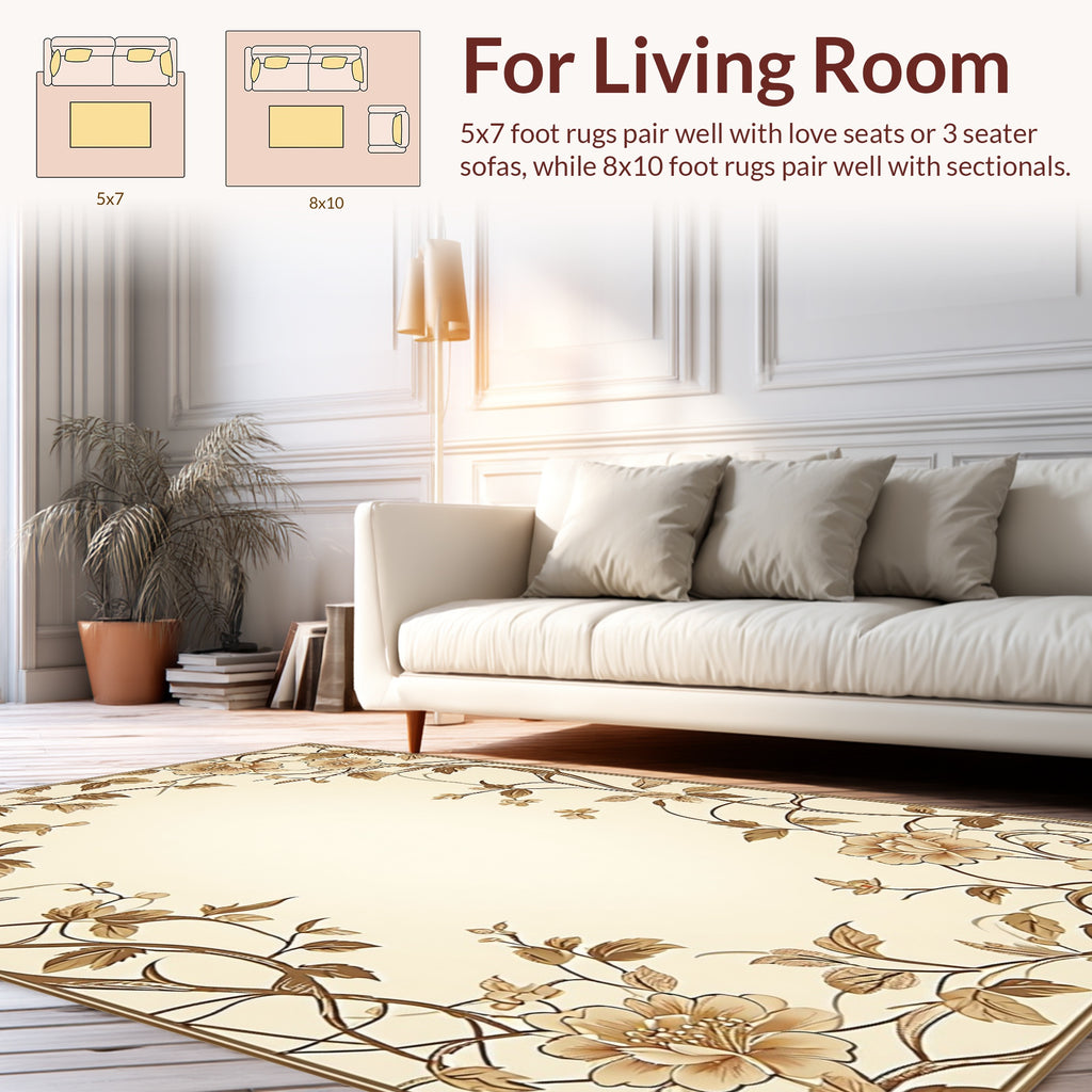 Floral Vine Cream Accent Rug