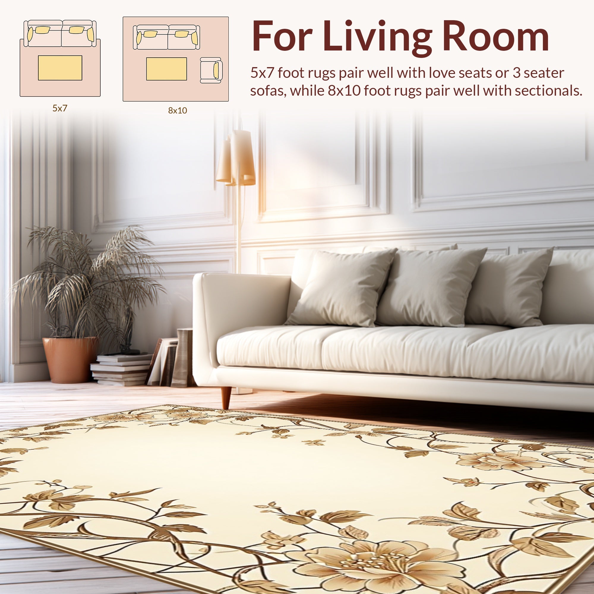 Floral Vine Cream Accent Rug
