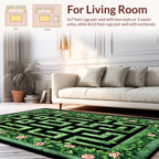 Green Maze With Pink Floral Vines Rug