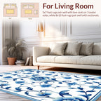 Classic Blue Floral Scroll Intricate Rug