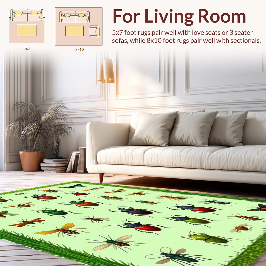 Vibrant Insects Nature Pattern Rug