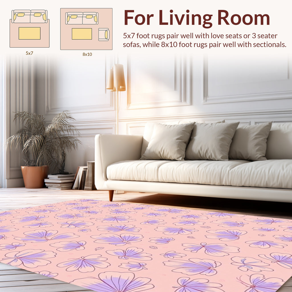 Pastel Floral Outline Pattern Design Rug