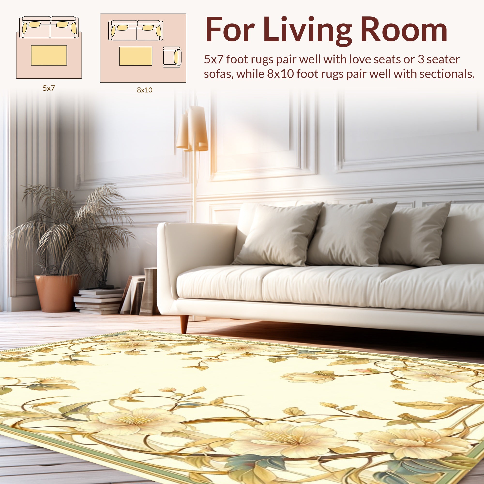 Elegant Floral Vine Art Nouveau Rug