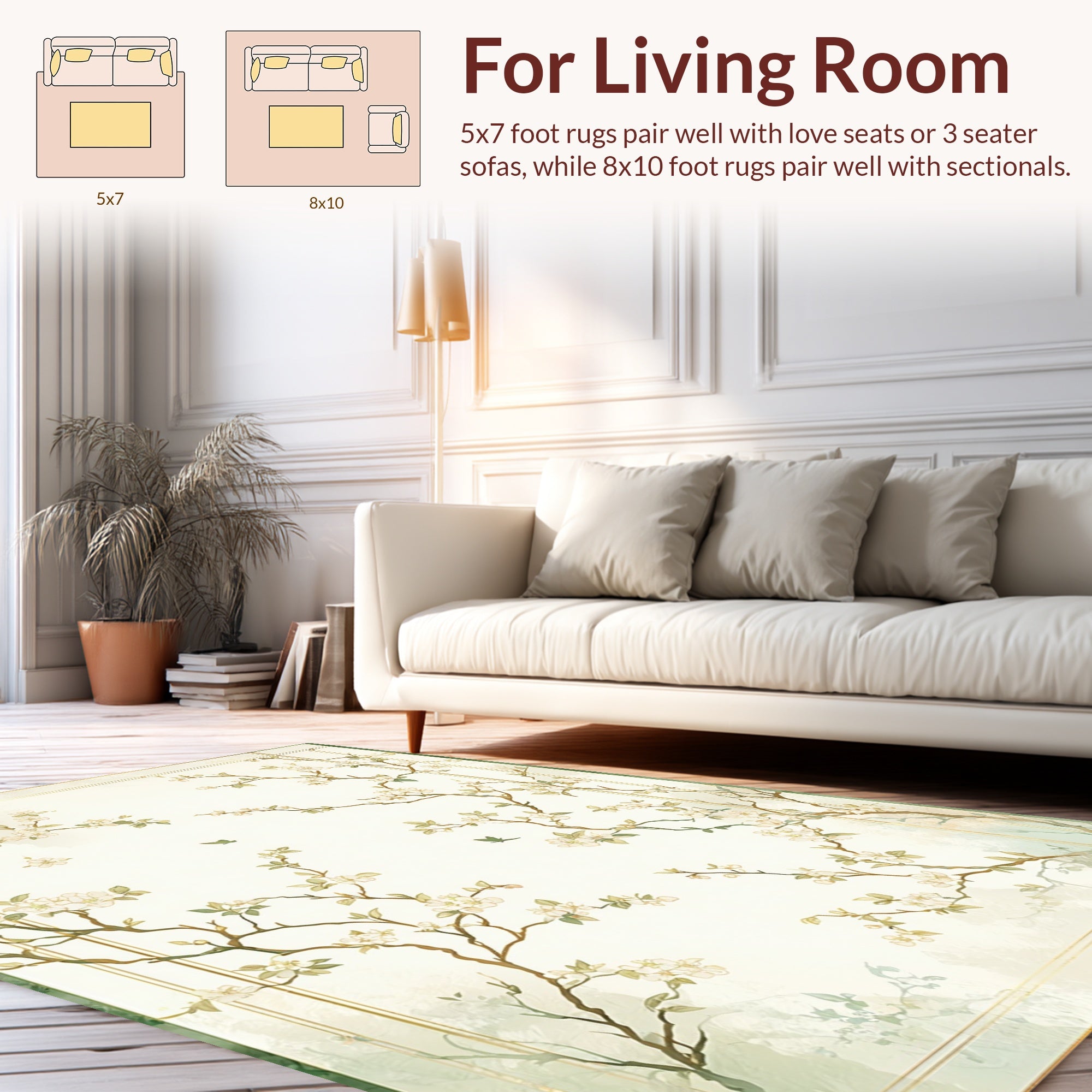Elegant Plum Blossom Branch Design Rug