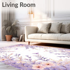 Whimsical Floral Butterfly Meadow Design Rug