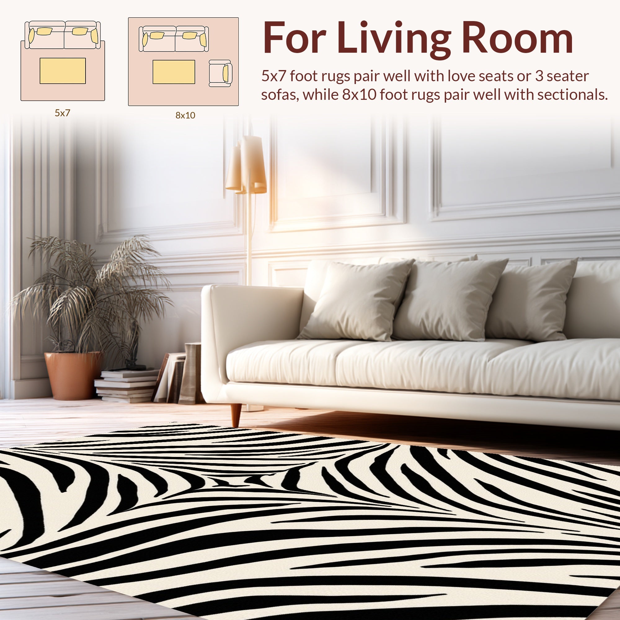 Bold Black White Zebra Stripes Rug