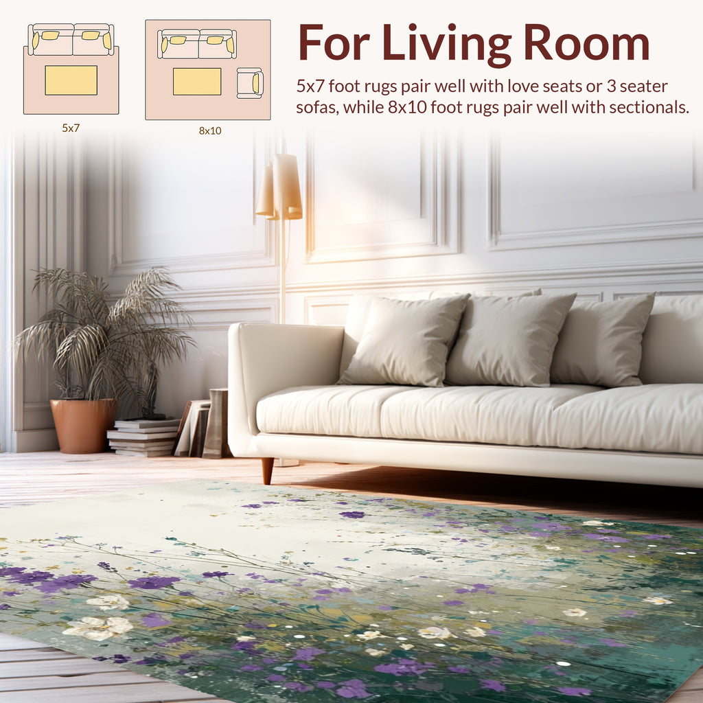 Wildflowers Watercolor Garden Design Rug