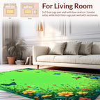 Vibrant Butterflies Floral Garden Design Rug