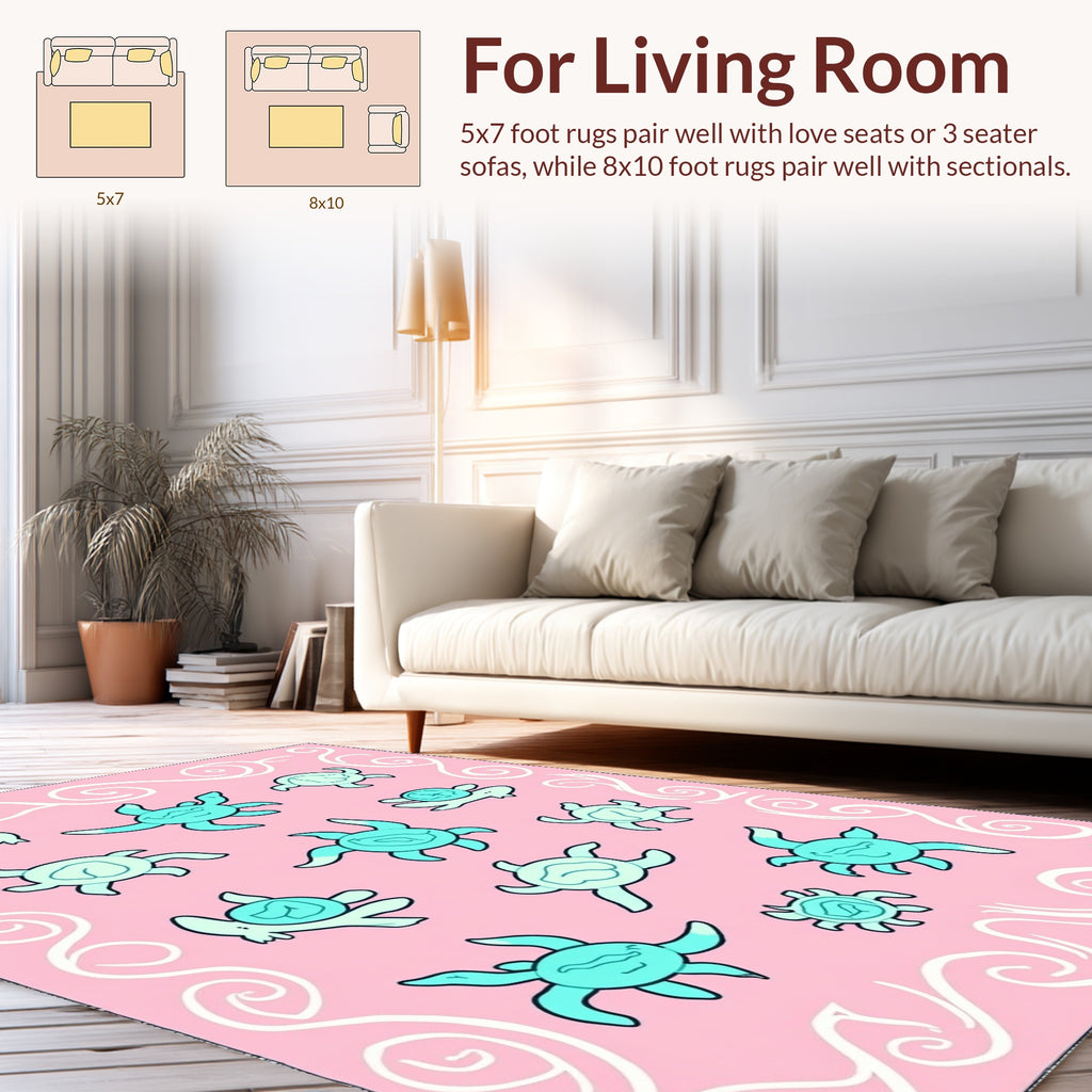 Pink Turtle Swirl Pattern Design Rug
