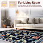 Dark Floral Vine Botanical Pattern Rug