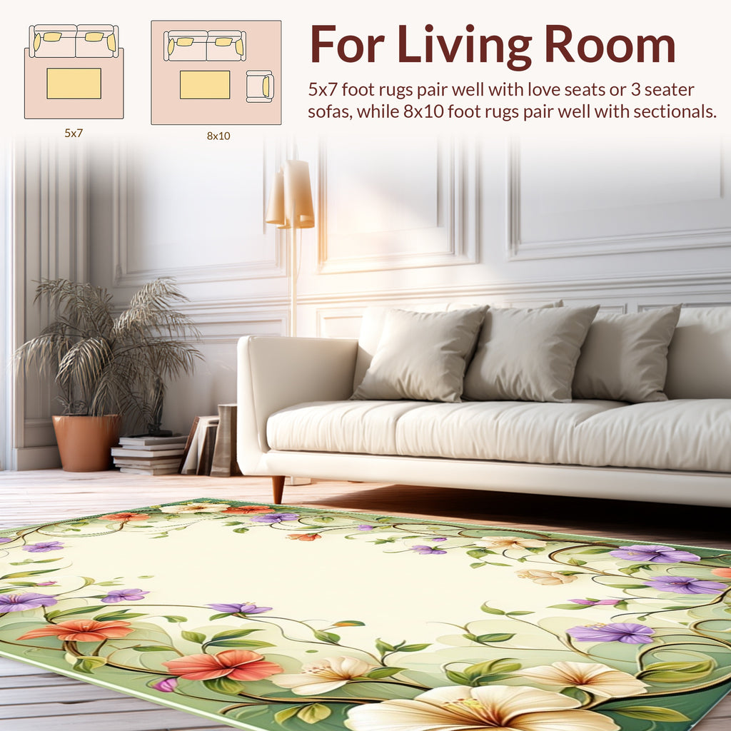 Floral Vine Leaf Patterned Rug