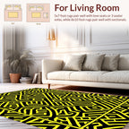 Bold Yellow Black Abstract Pattern Rug