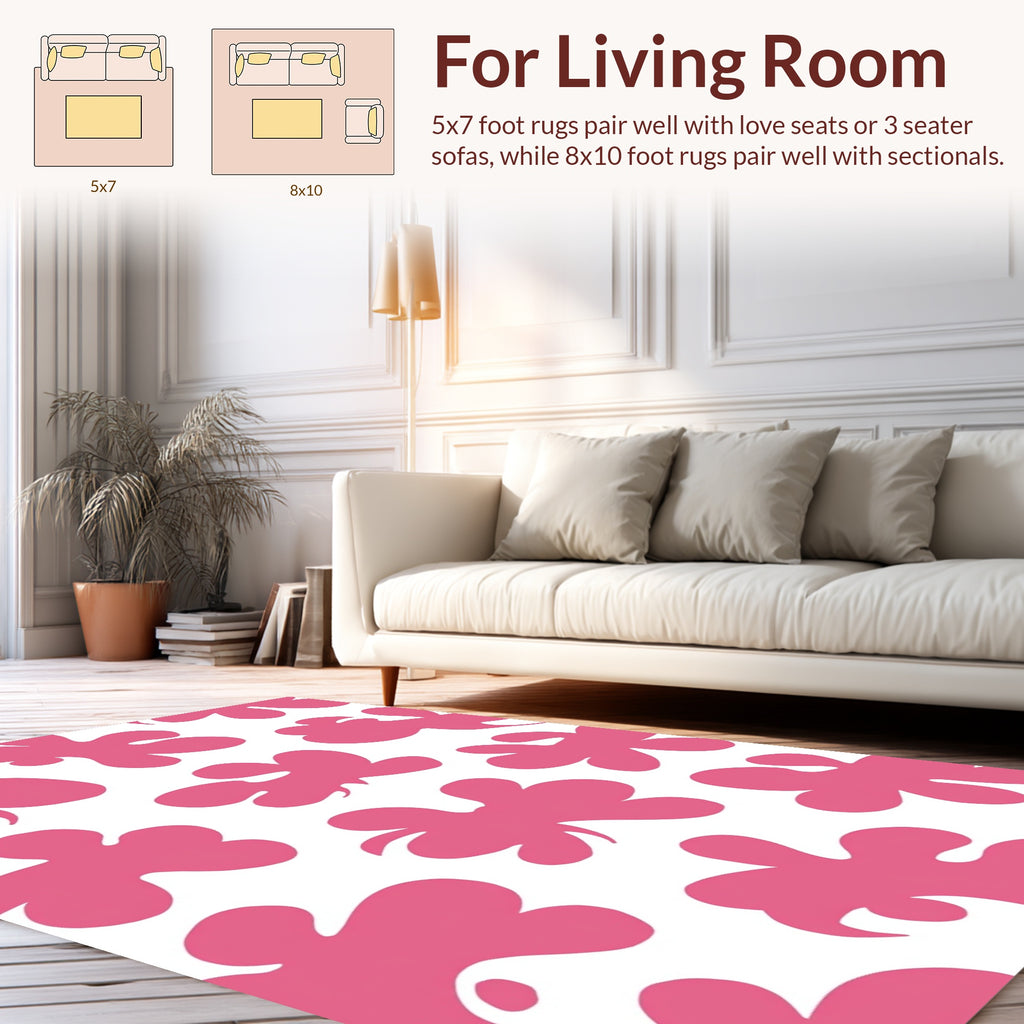 Pink Floral Blob Pattern Rug