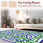 Green Blue Op Art Geometric Design Rug