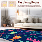Colorful Fish Ocean Plant Pattern Rug