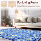 Blue Floral Vine Pattern Rug