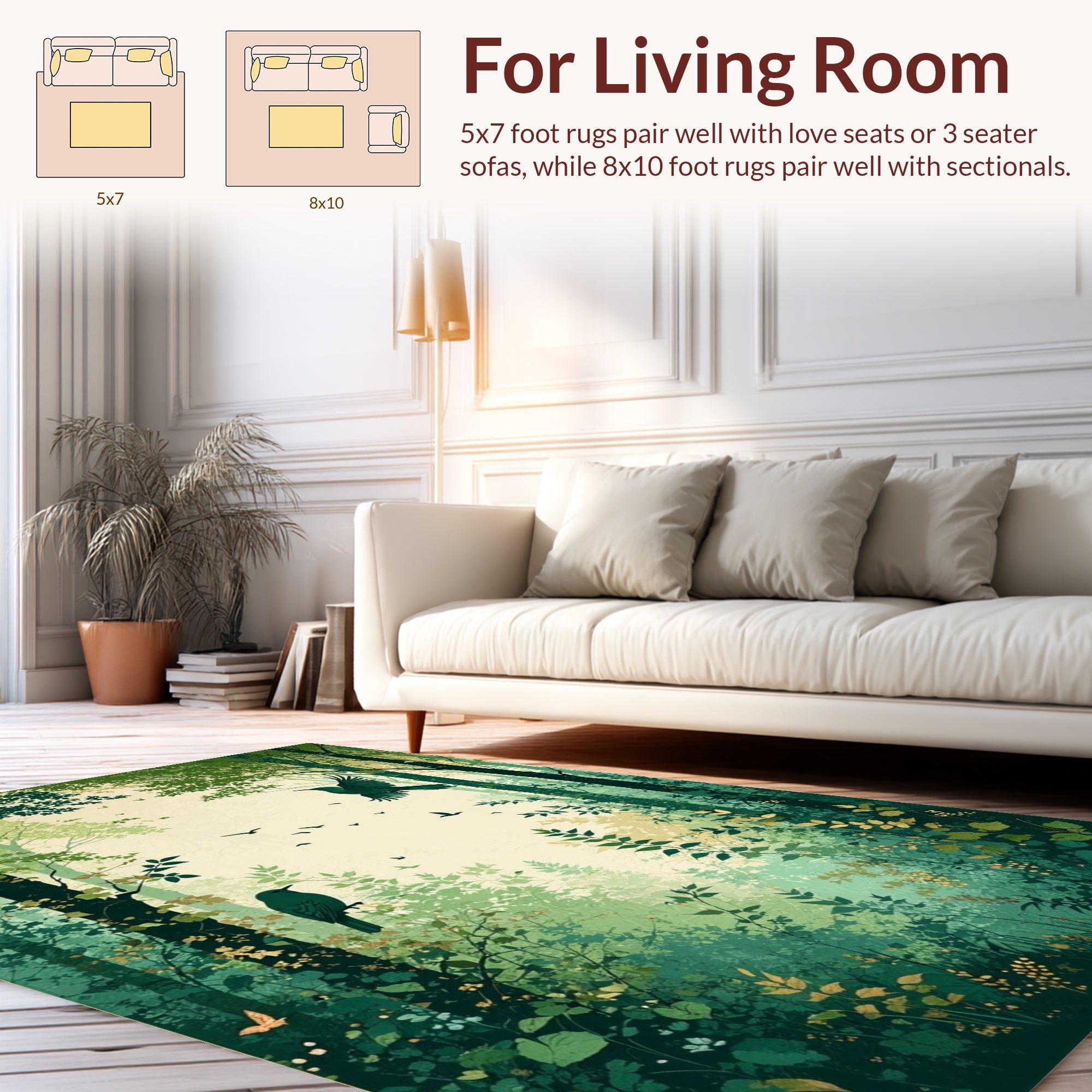Enchanted Forest Scene With Birds Rug