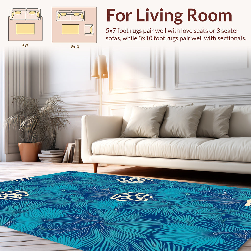 Oceanic Frond Organic Pattern Rug