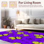 Yellow Butterfly Flower Pattern Art Rug
