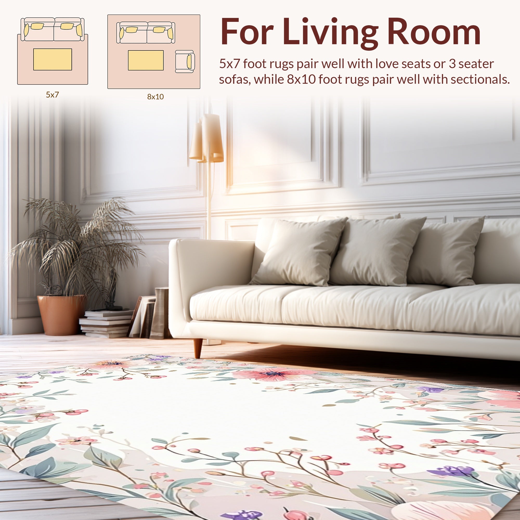 Pastel Floral Vine Art Pattern Rug