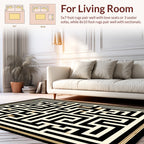 Modern Black And Cream Maze Design Rug