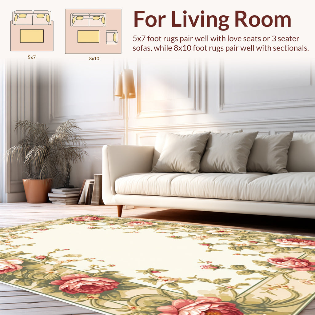 Vintage Floral Garden Patterned Rug