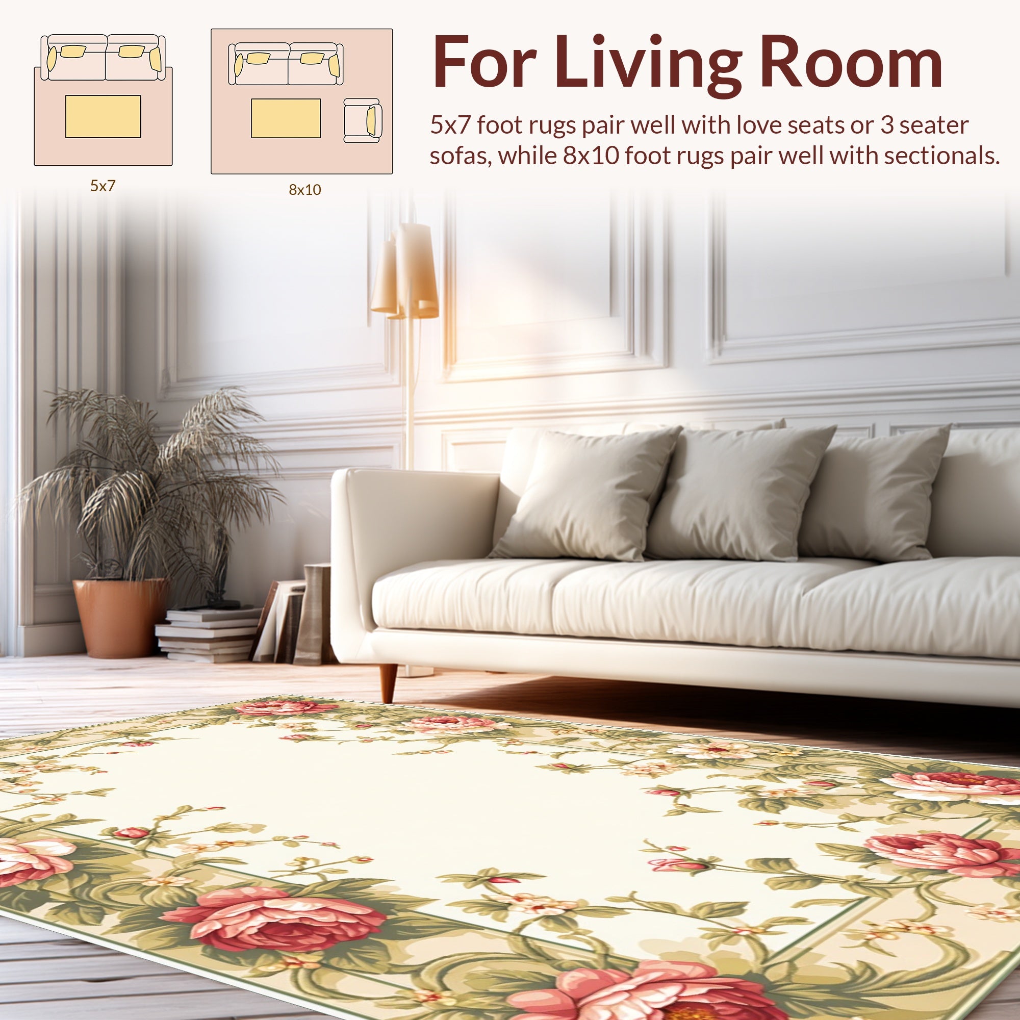 Vintage Floral Garden Patterned Rug