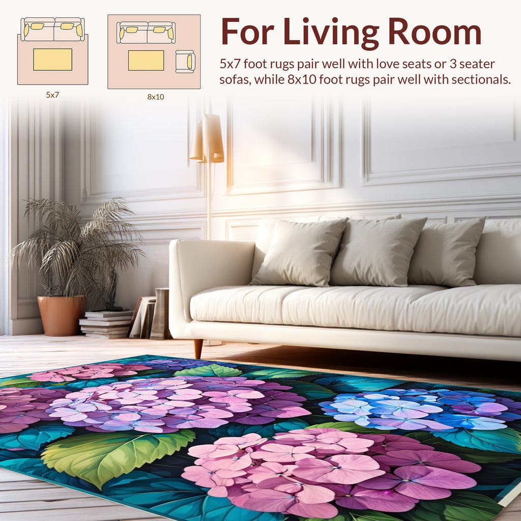 Hydrangea Blossom Garden Floral Design Rug
