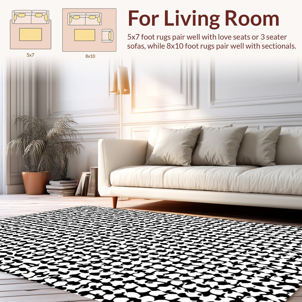 Abstract Black White Texture Pattern Rug