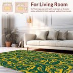 Yellow Green Abstract Swirl Pattern Rug