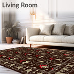 Brown Red Deer Christmas Tree Border Rug