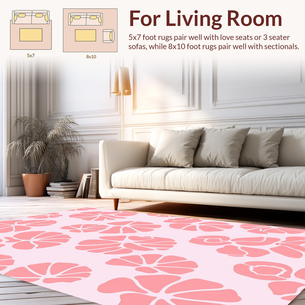 Peachy Floral Abstract Pattern Rug