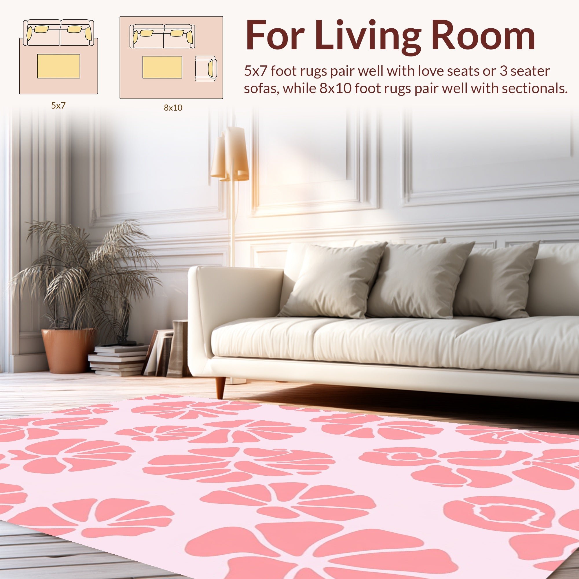 Peachy Floral Abstract Pattern Rug
