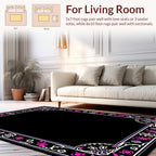 Ornate Floral Border With Pink Accents Rug